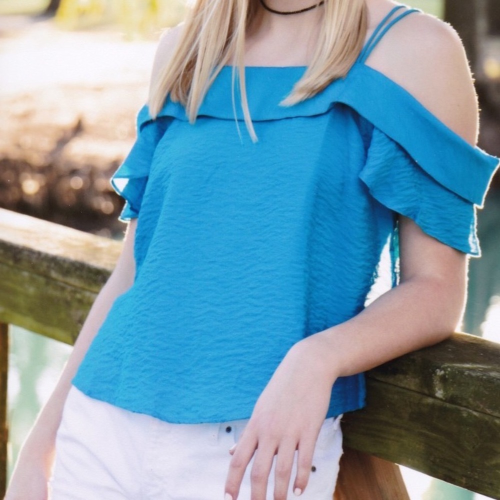 Turquoise Off-the-shoulder tank top - Maeve by Anthropologie